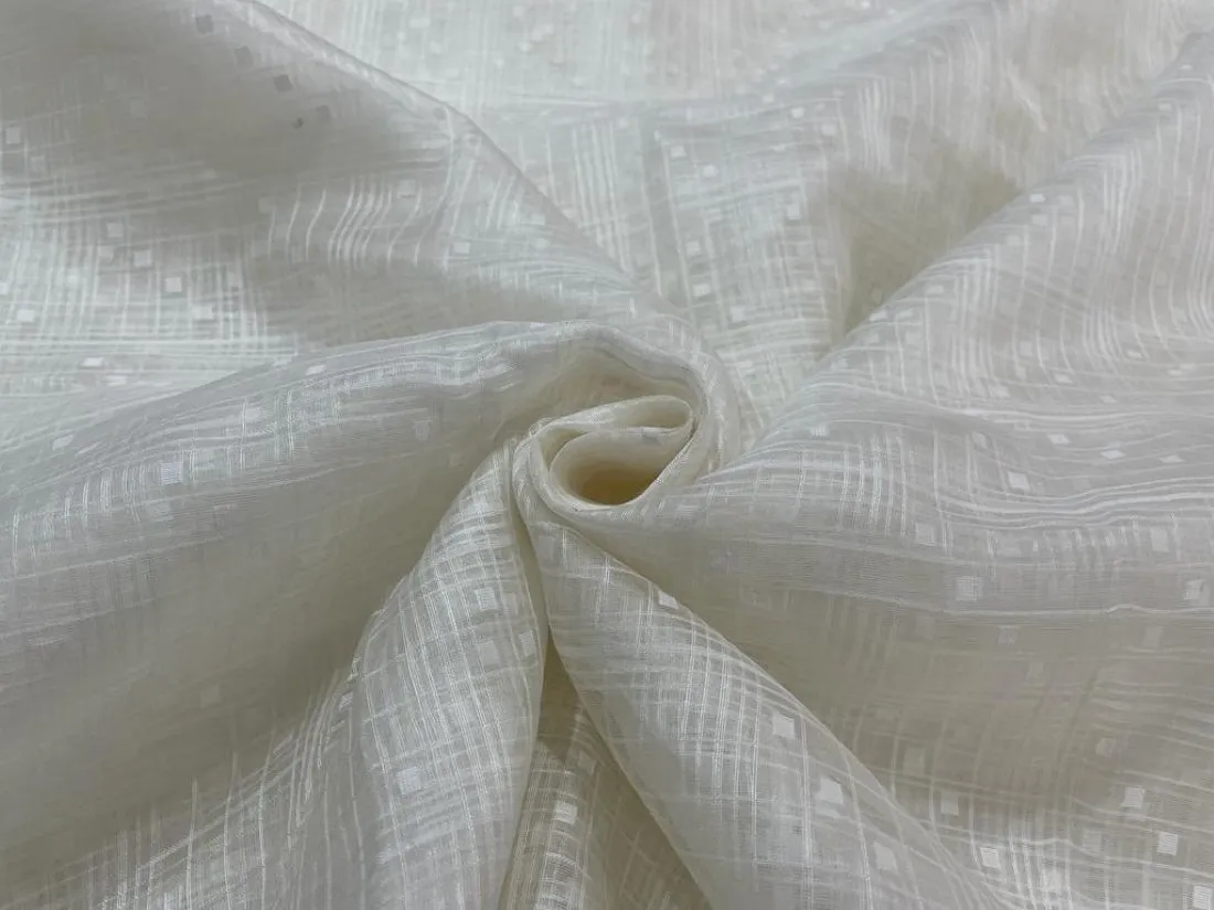 100% silk organza ivory with mercerized butta  fabric 44&quot;[12298]