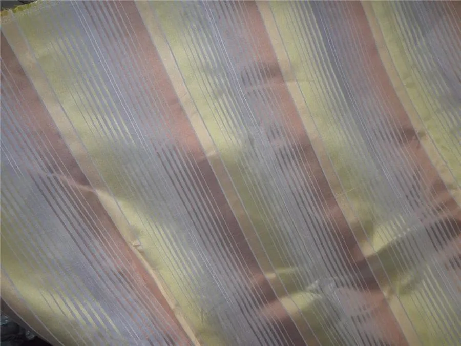 100 % silk ORGANZA stripe shades of gold colour stripes{vertical} 60" wide [7753]