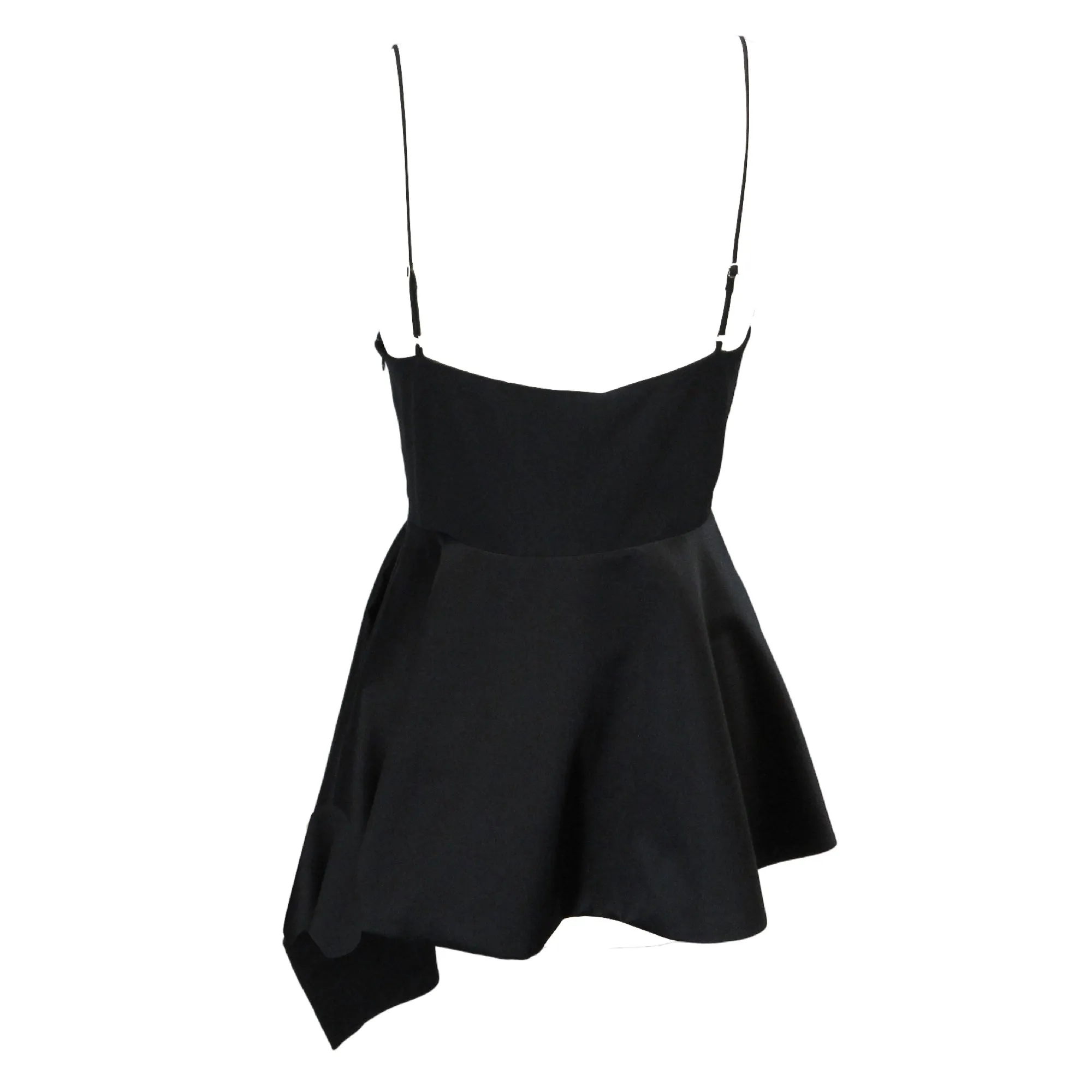 Alexander McQueen Black 2023 Asymmetric Satin Peplum Top