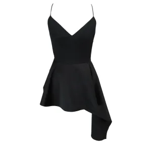 Alexander McQueen Black 2023 Asymmetric Satin Peplum Top