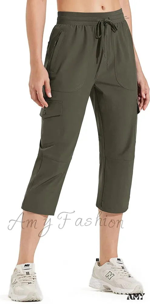 Amy Fashion - Hiking Cargo Joggers Pants Lightweight Quick Dry Capris Golf Pants