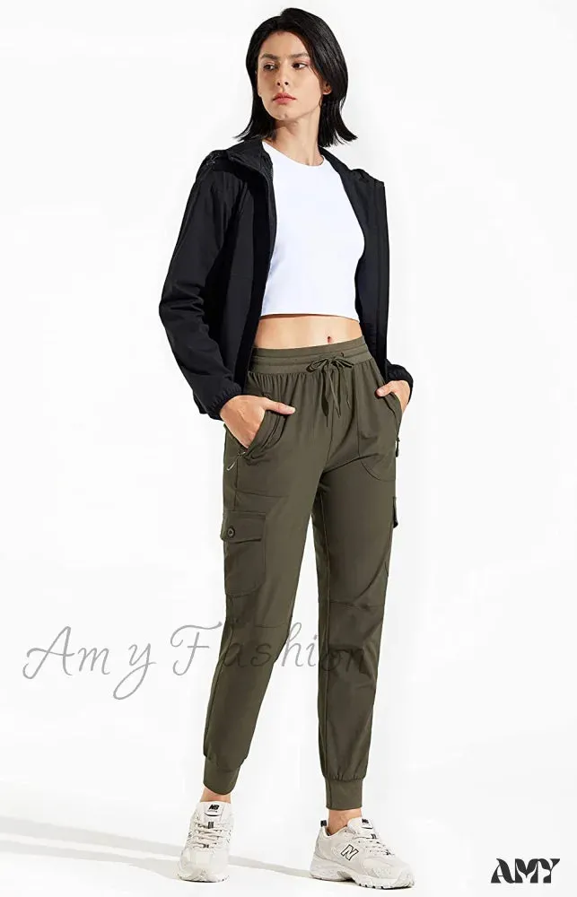 Amy Fashion - Hiking Cargo Joggers Pants Lightweight Quick Dry Capris Golf Pants