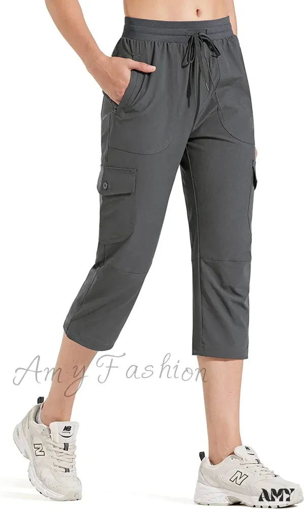 Amy Fashion - Hiking Cargo Joggers Pants Lightweight Quick Dry Capris Golf Pants