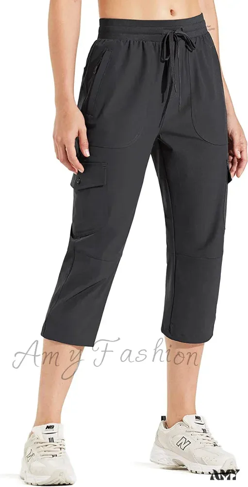 Amy Fashion - Hiking Cargo Joggers Pants Lightweight Quick Dry Capris Golf Pants