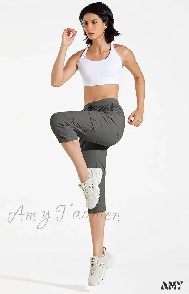 Amy Fashion - Hiking Cargo Joggers Pants Lightweight Quick Dry Capris Golf Pants