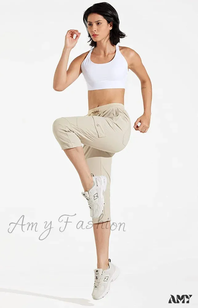 Amy Fashion - Hiking Cargo Joggers Pants Lightweight Quick Dry Capris Golf Pants