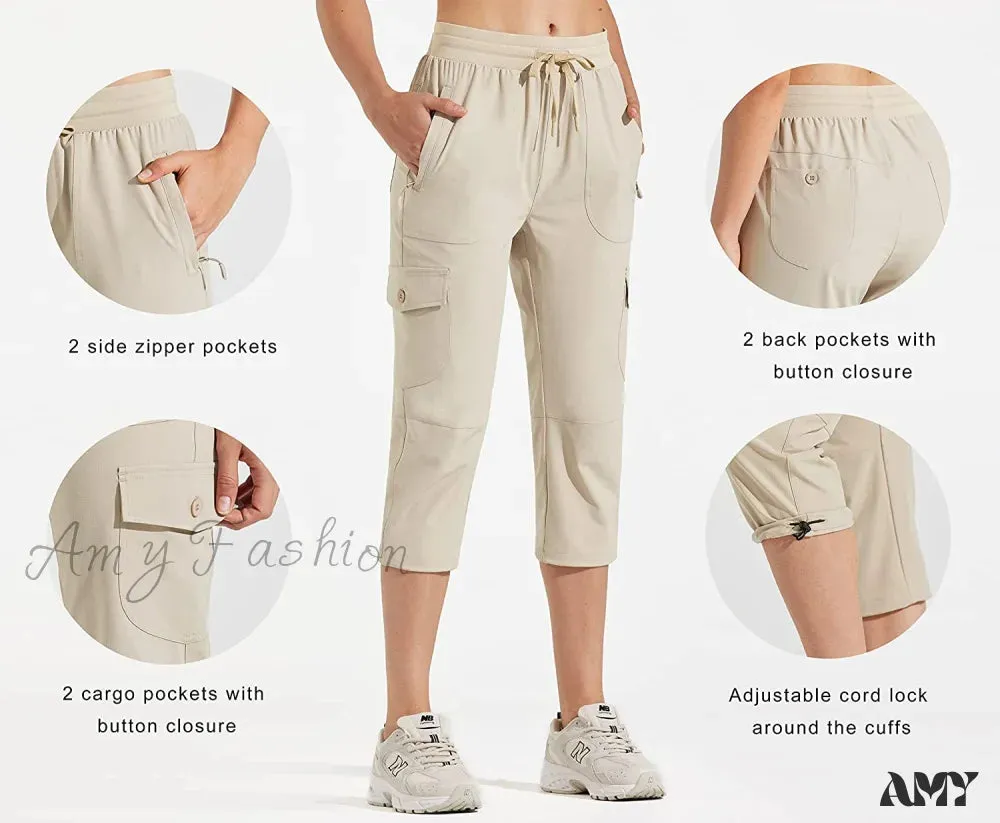 Amy Fashion - Hiking Cargo Joggers Pants Lightweight Quick Dry Capris Golf Pants