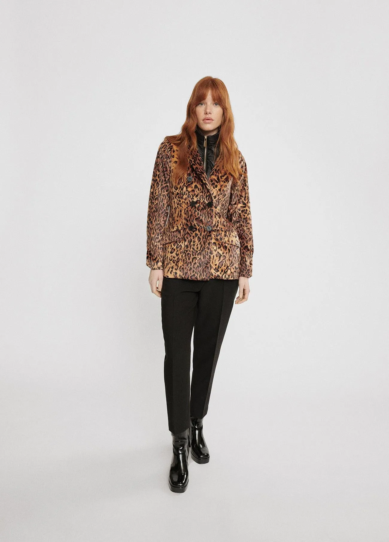 Animal print velvet blazer