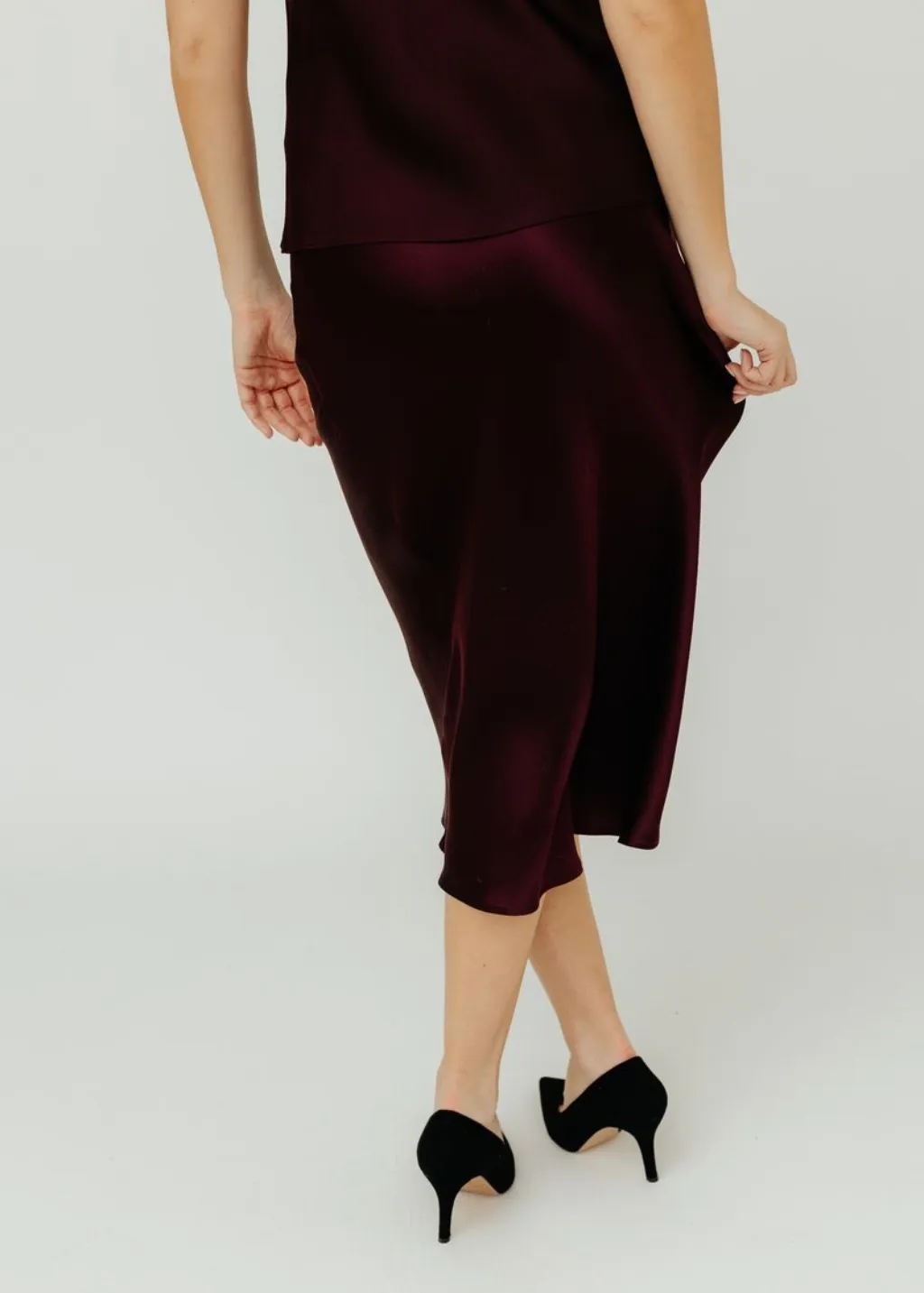 Anine Bing Bar Silk Skirt in Bordeaux