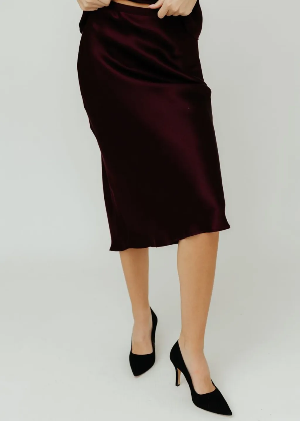 Anine Bing Bar Silk Skirt in Bordeaux