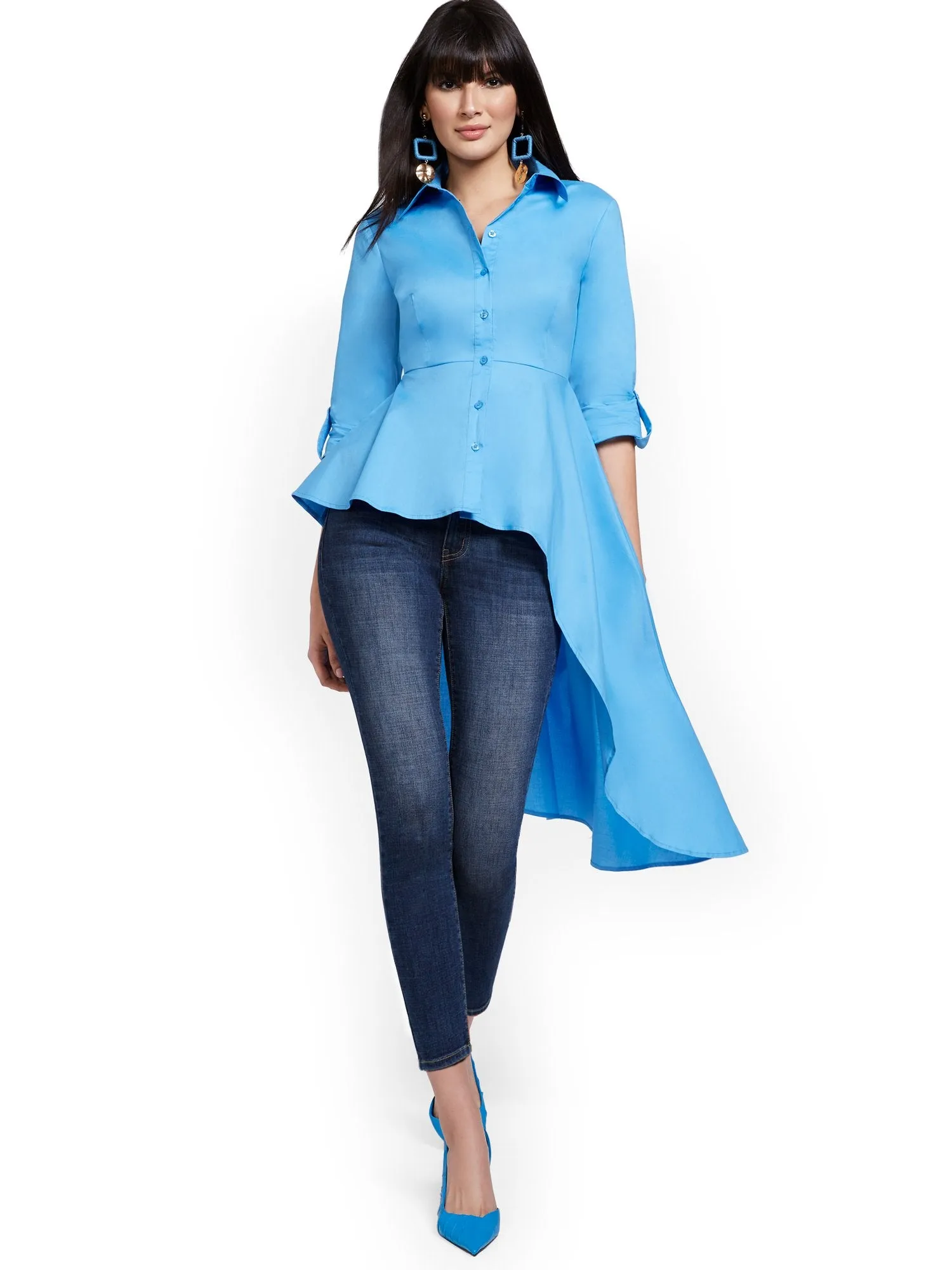 Asymmetrical Poplin Statement Top