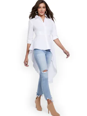 Asymmetrical Poplin Statement Top