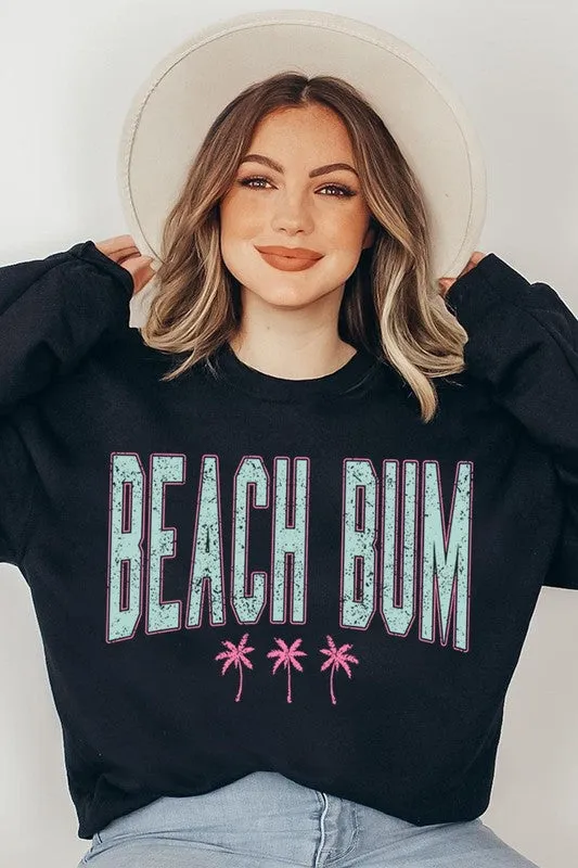 Beach Bum Oversized Graphic Fleece Sweatshirts