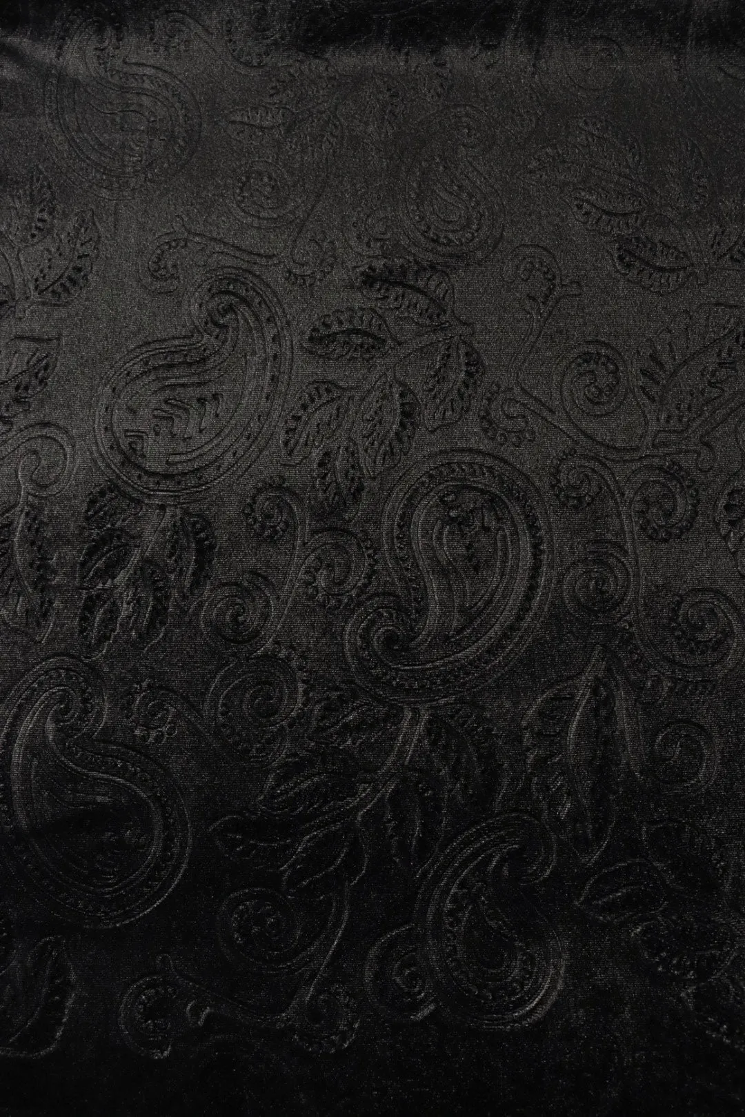 Black Paisley Embossed Stretch Velvet