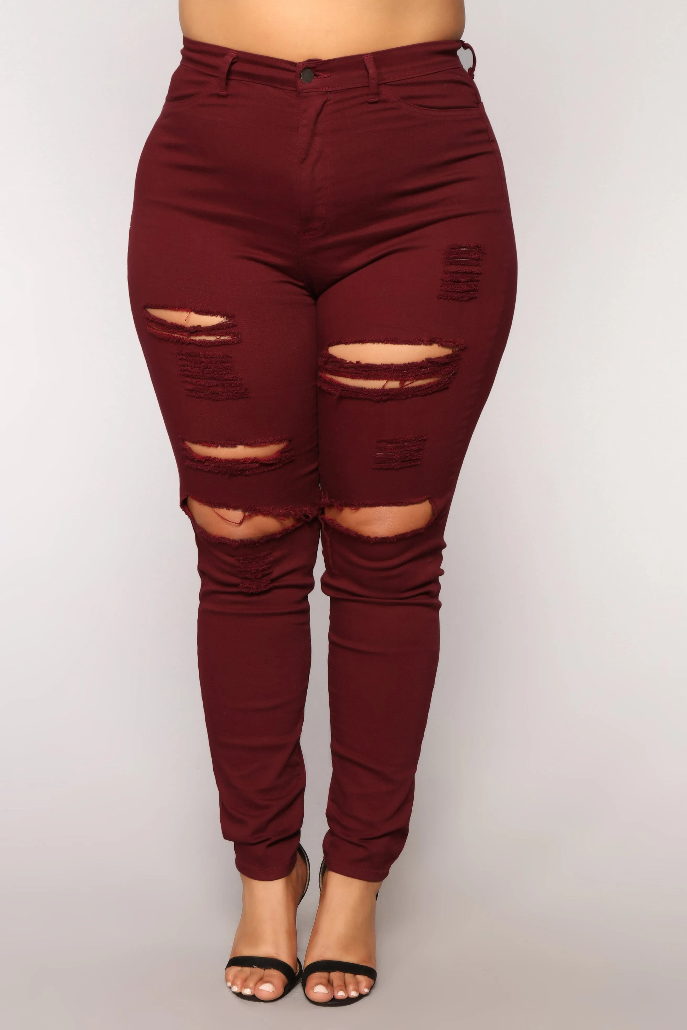 Blanched Jeans - Burgundy