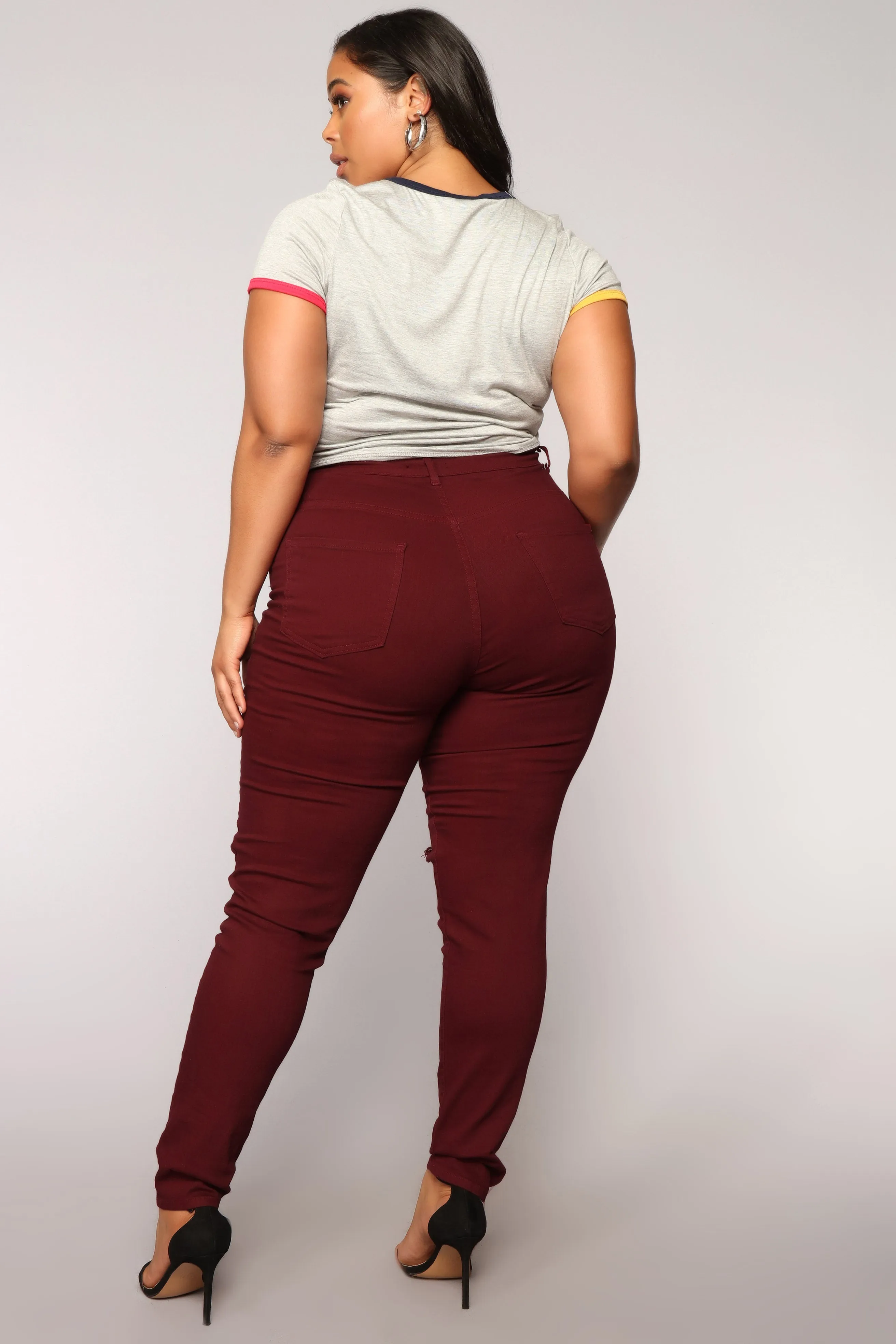 Blanched Jeans - Burgundy