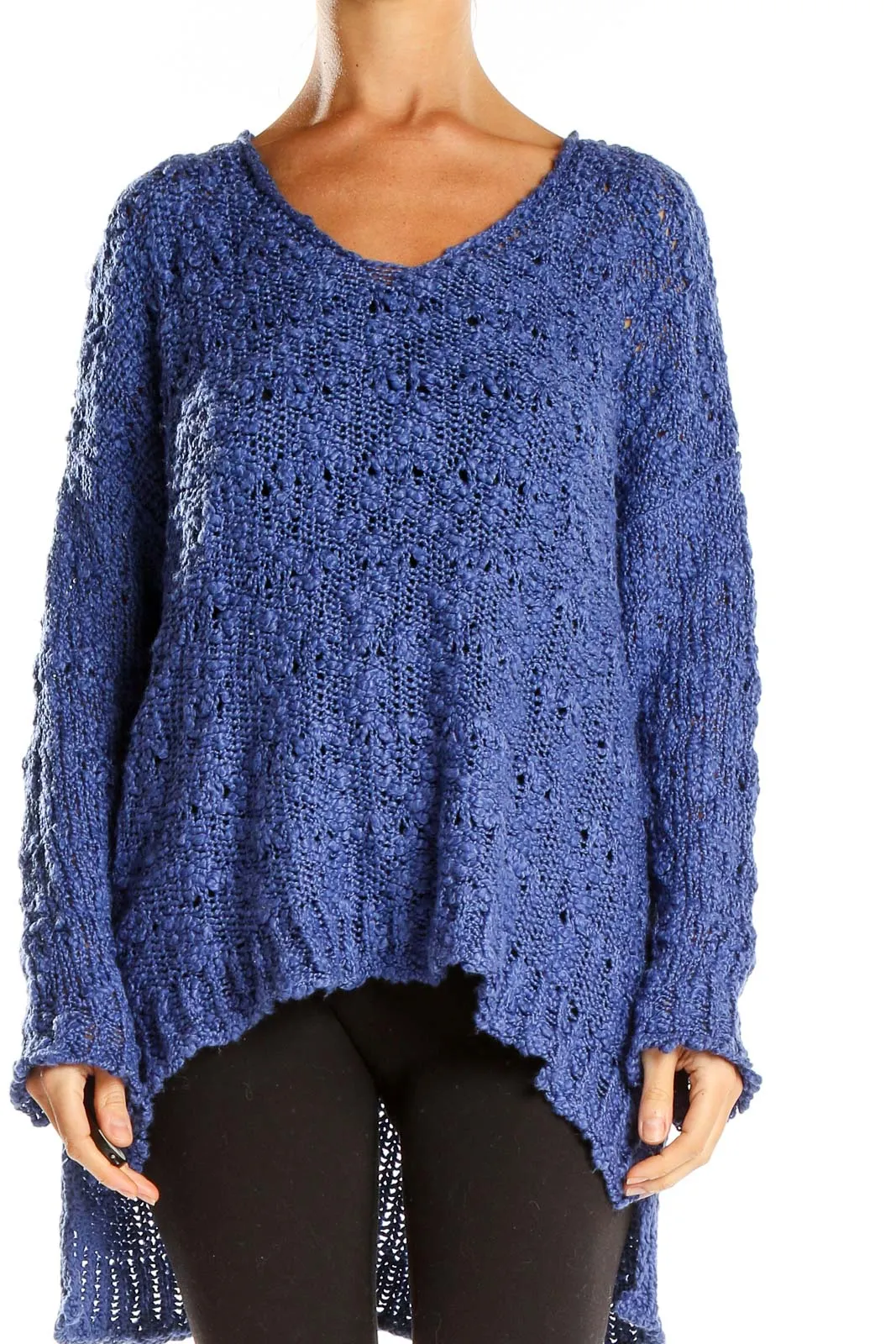 Blue Oversized Knit Sweater