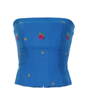 Blue Straight Corset small flower print