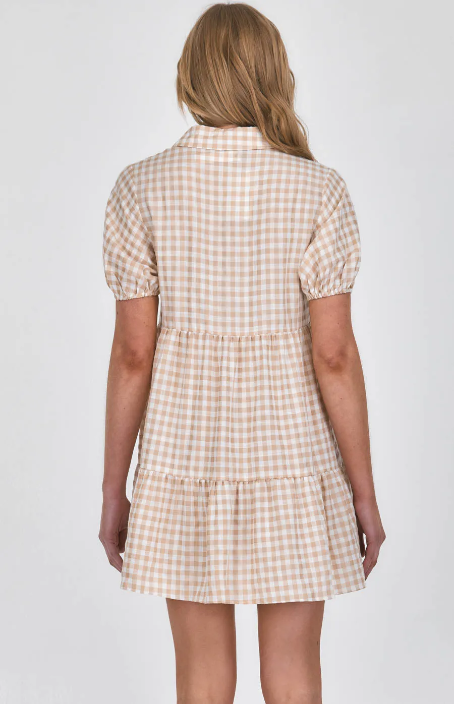 Checkered Tiered Shirt Dress