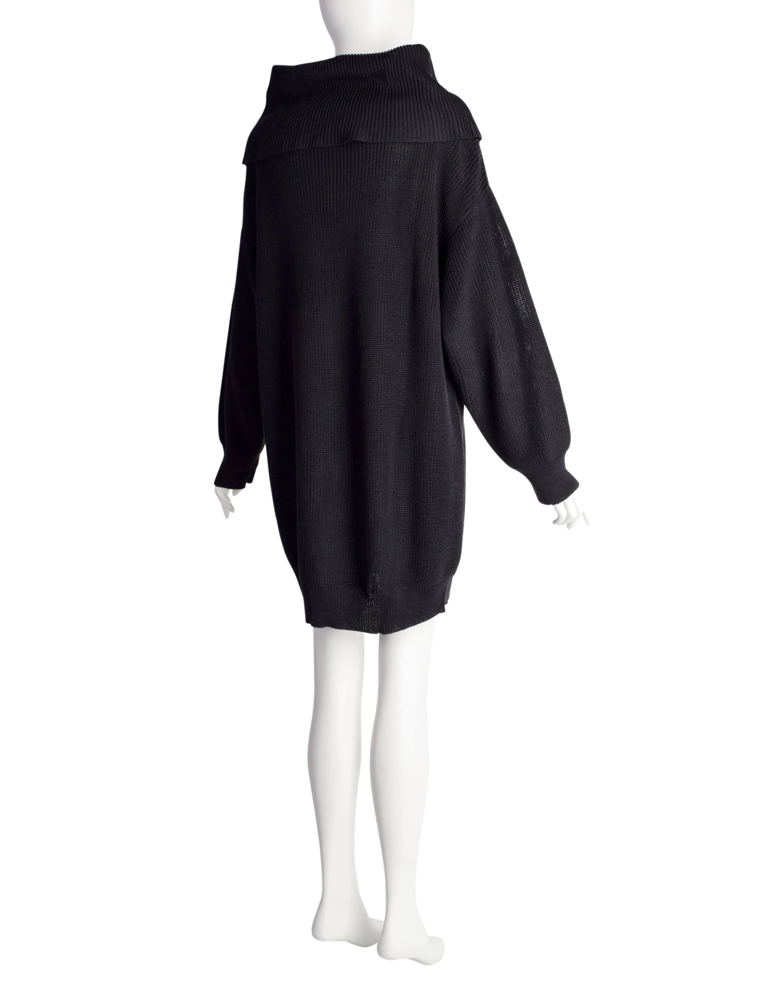 Donna Karan Vintage 1980s Oversized Black Knit Cotton Sweater