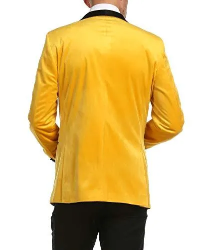 Enzo Gold Slim Fit Velvet Shawl Tuxedo Blazer for Men