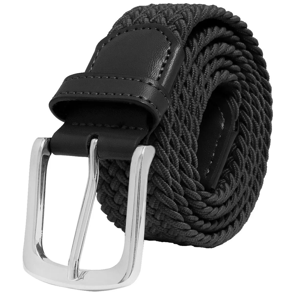 Falari Canvas Braided Stretch Belt with Silver Buckle