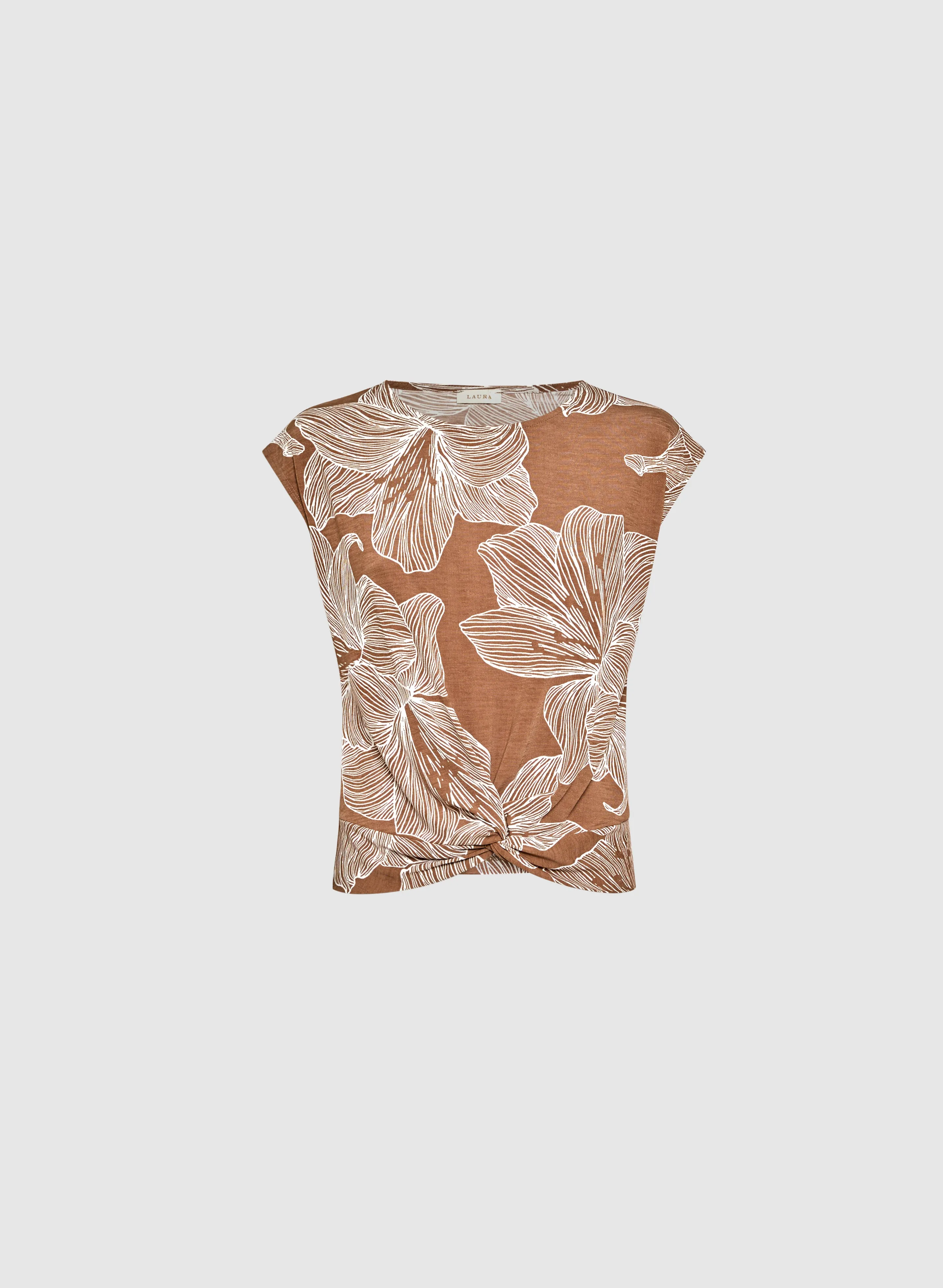 Floral Print Cap Sleeve T-Shirt