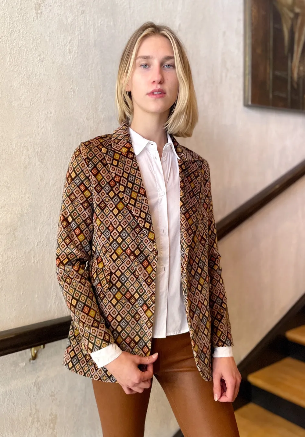 Giacca Slim Long Blazer -Vintage Antico Diamonds