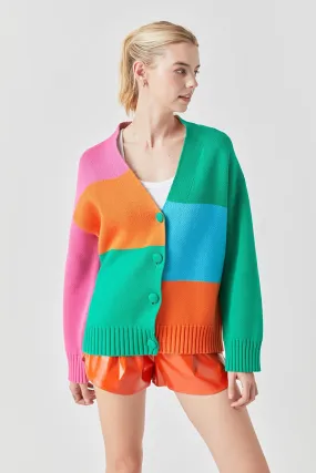 Grey Lab - Abstract Colorblock Cardigan