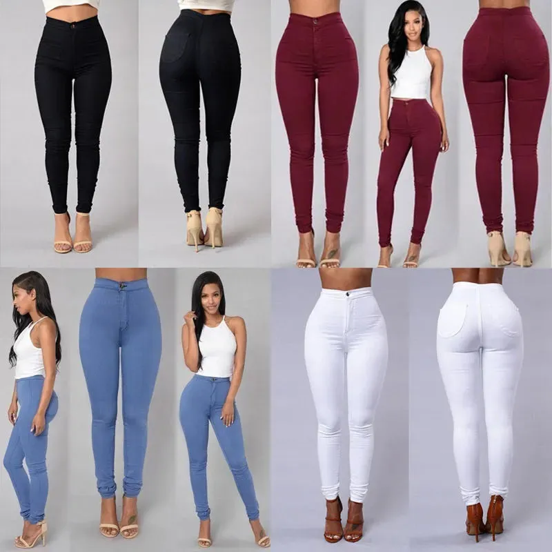 HOT SALE Women Denim Skinny Jeggings Pants High Waist Stretch Jeans