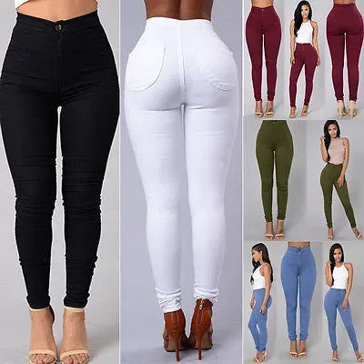 HOT SALE Women Denim Skinny Jeggings Pants High Waist Stretch Jeans