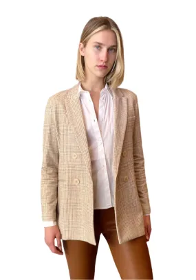 Jersey Check Print Blazer - Crema