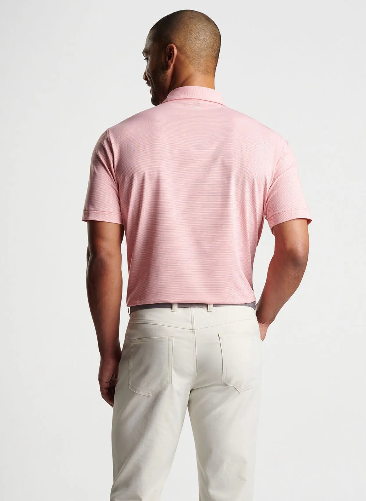 Jubilee Stripe Performance Polo in Grapefruit by Peter Millar