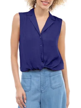 Knotted Sleeveless Top - Navy