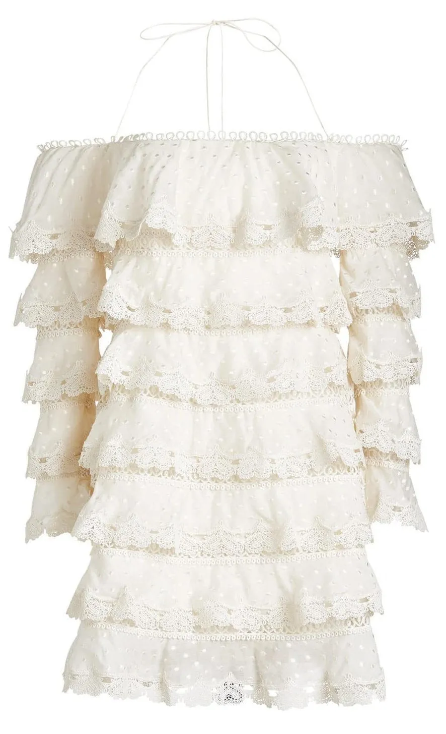 Lace Tiered Mini Dress