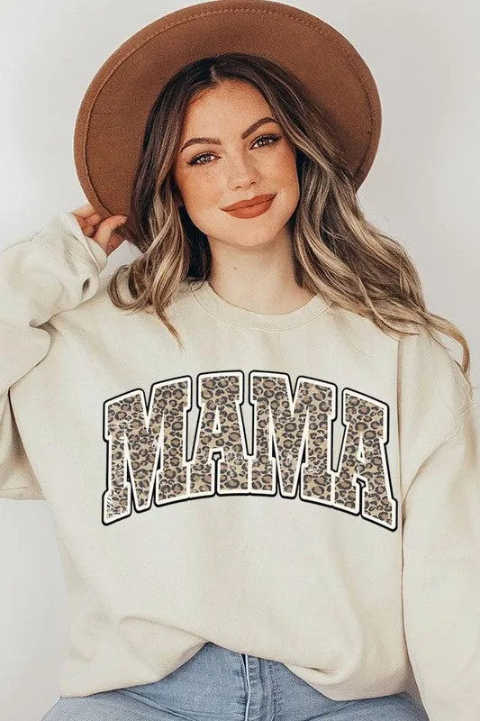 LEOPARD MAMA Oversized Graphic Fleece Sweatshirts