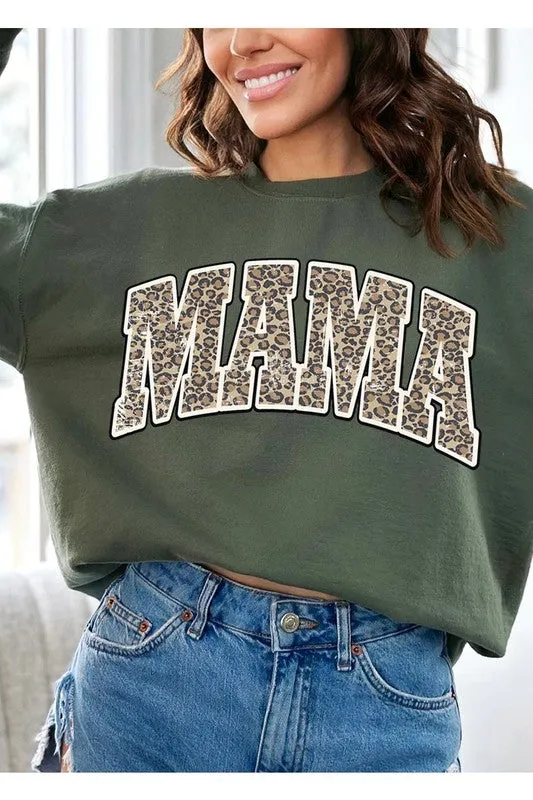 LEOPARD MAMA Oversized Graphic Fleece Sweatshirts