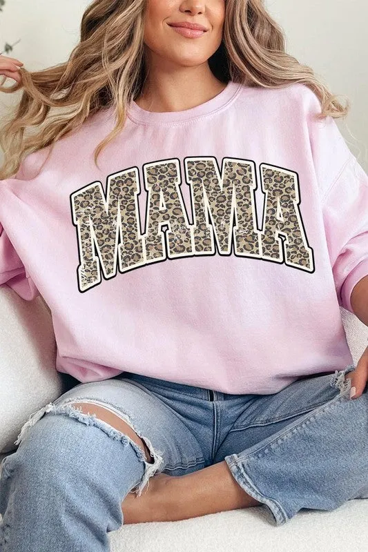 LEOPARD MAMA Oversized Graphic Fleece Sweatshirts