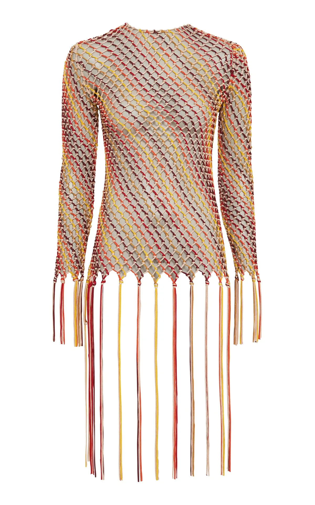 Macaria Fringe Macrame Top in Multi Silk