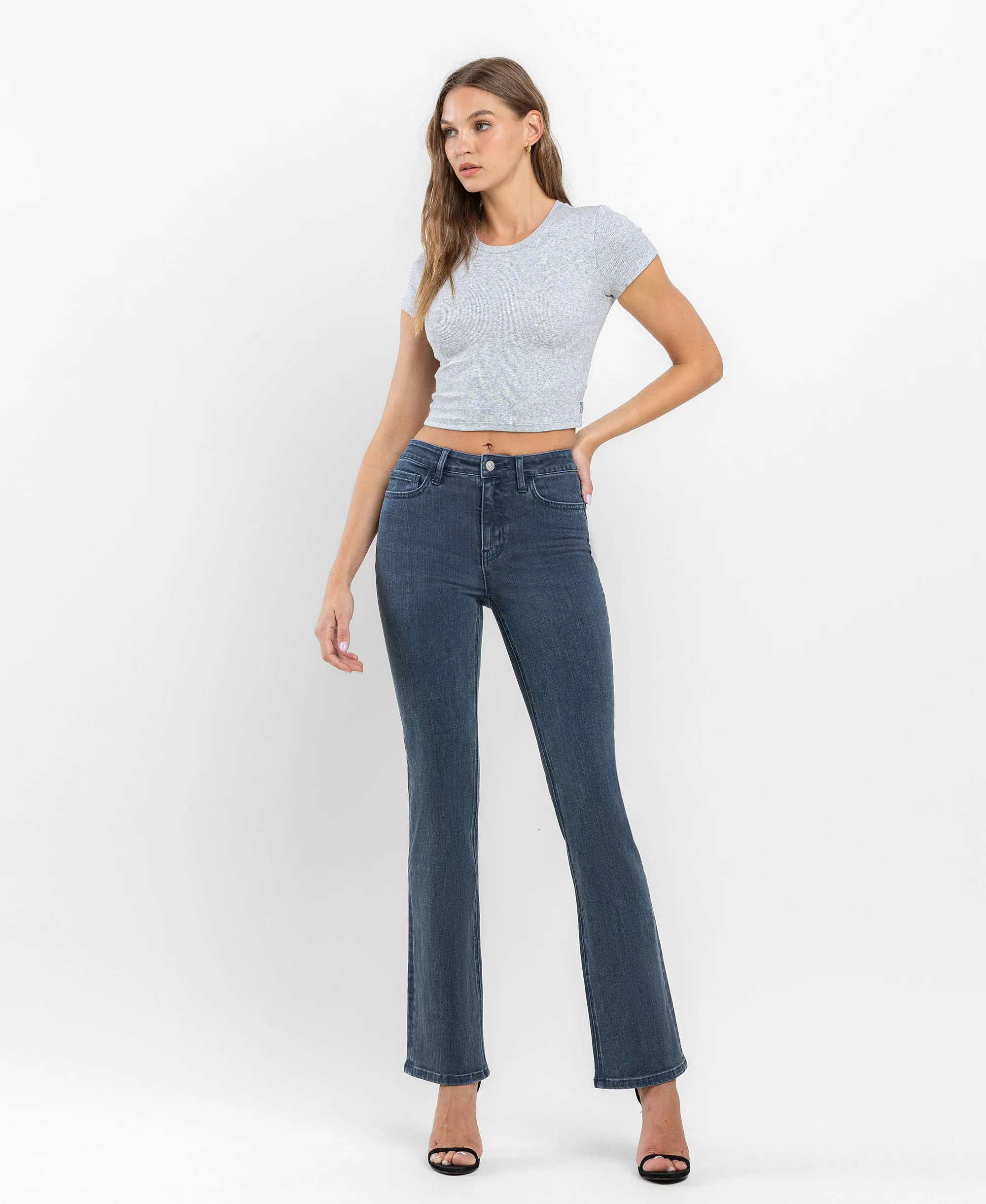 Majolica Blue - High Rise Bootcut Jeans