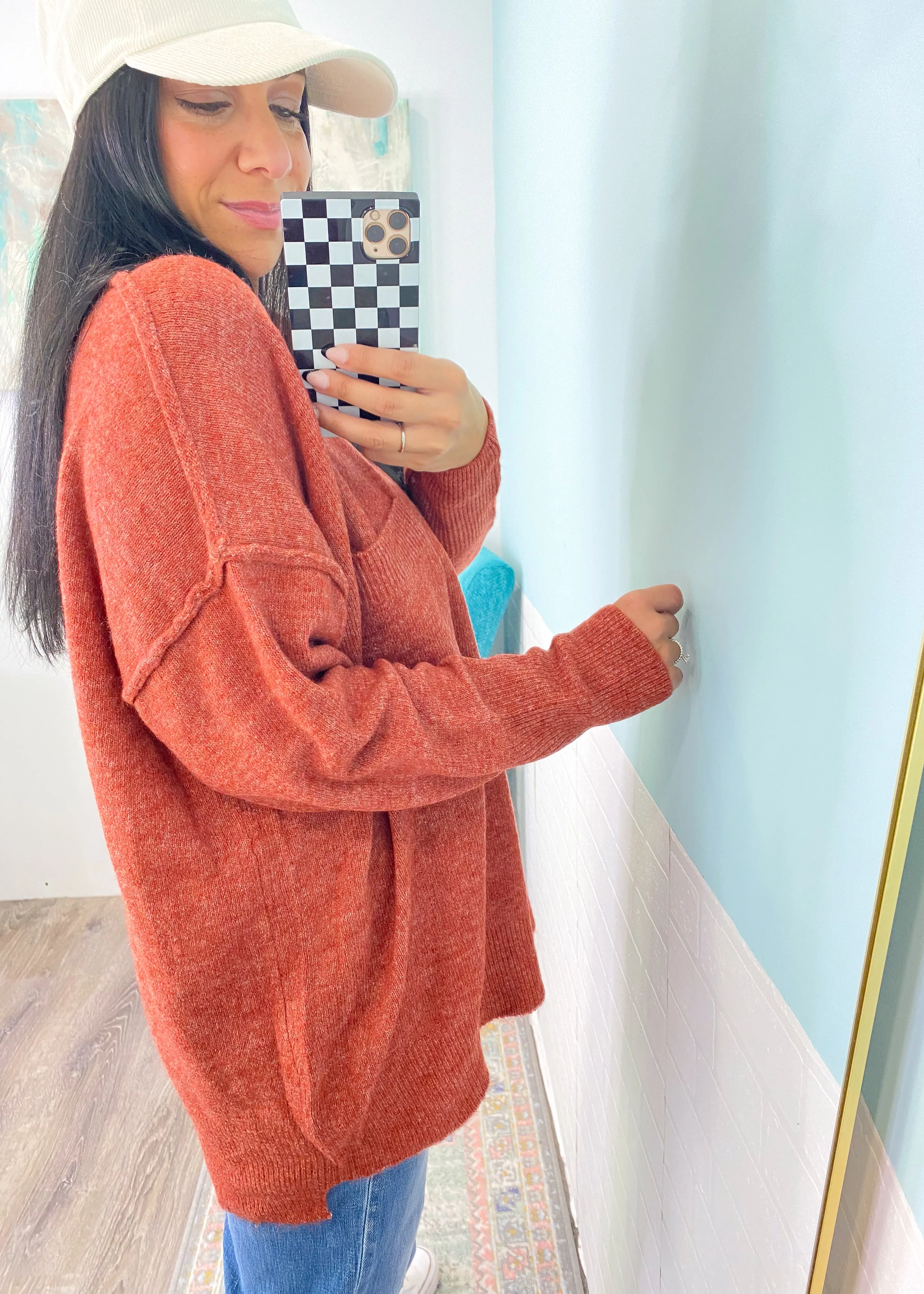 'Marlee' Apple Spice Oversized Melange Soft Sweater