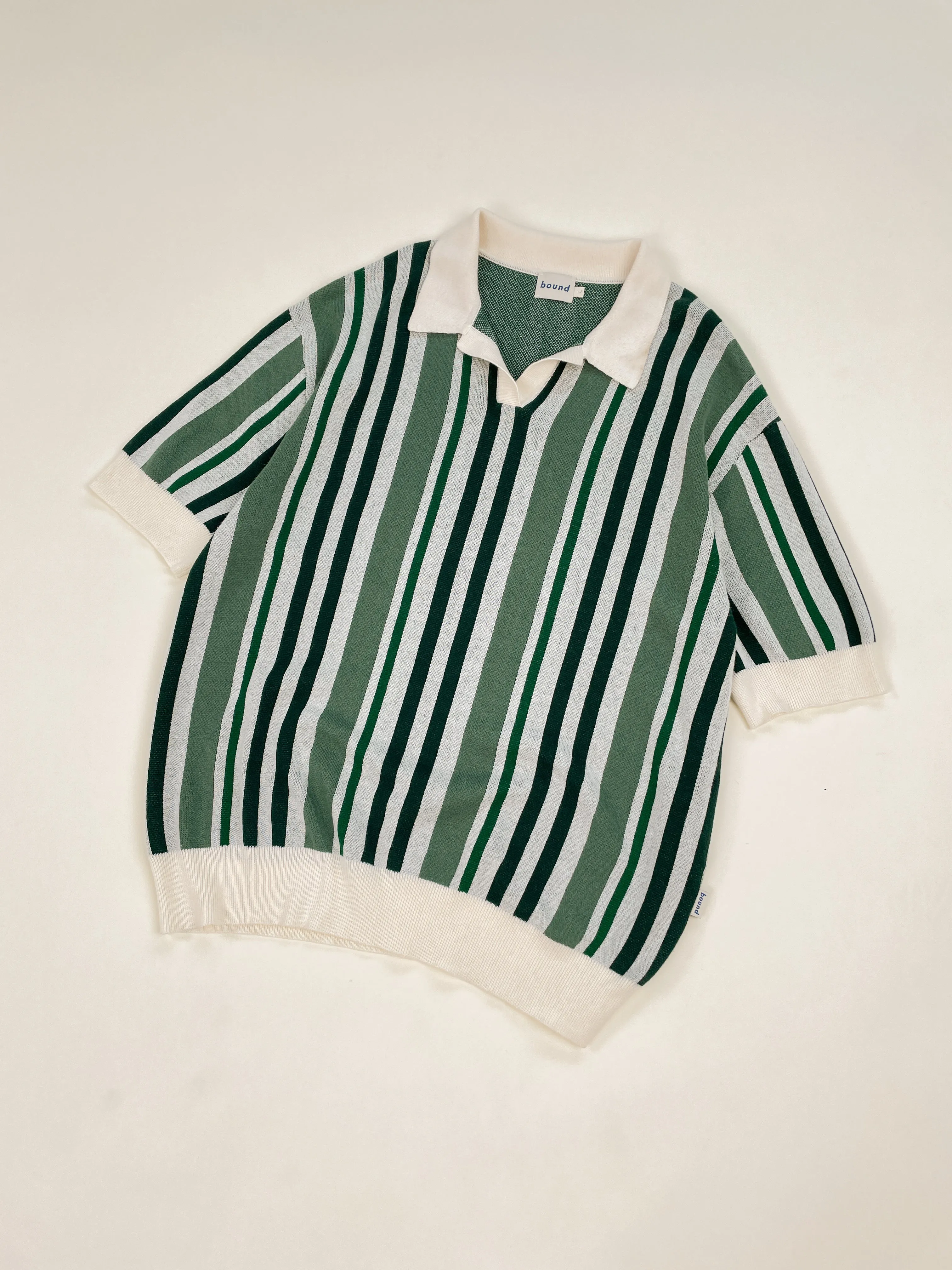 MARTINET GREEN STRIPE KNIT POLO