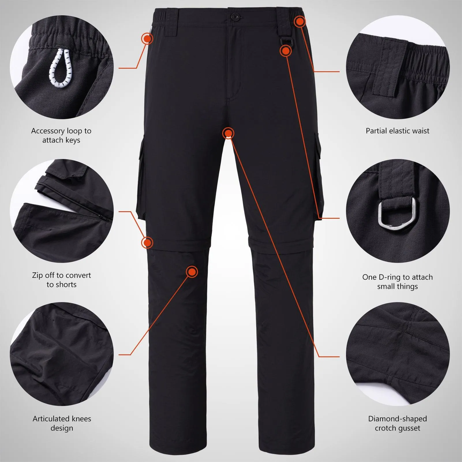 Men’s UPF 50  Quick Dry Convertible Pants FP02M