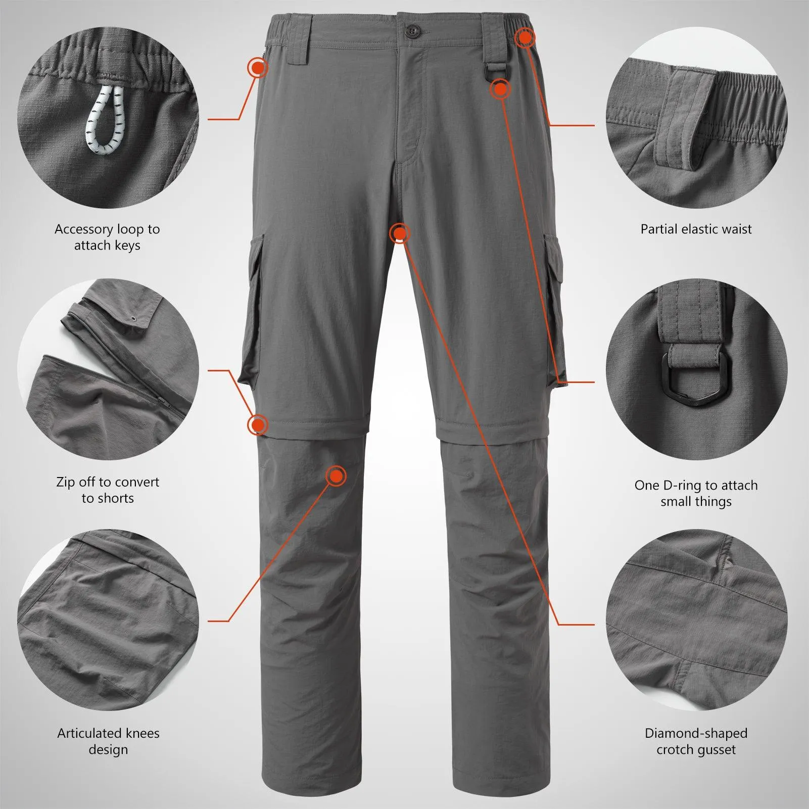 Men’s UPF 50  Quick Dry Convertible Pants FP02M