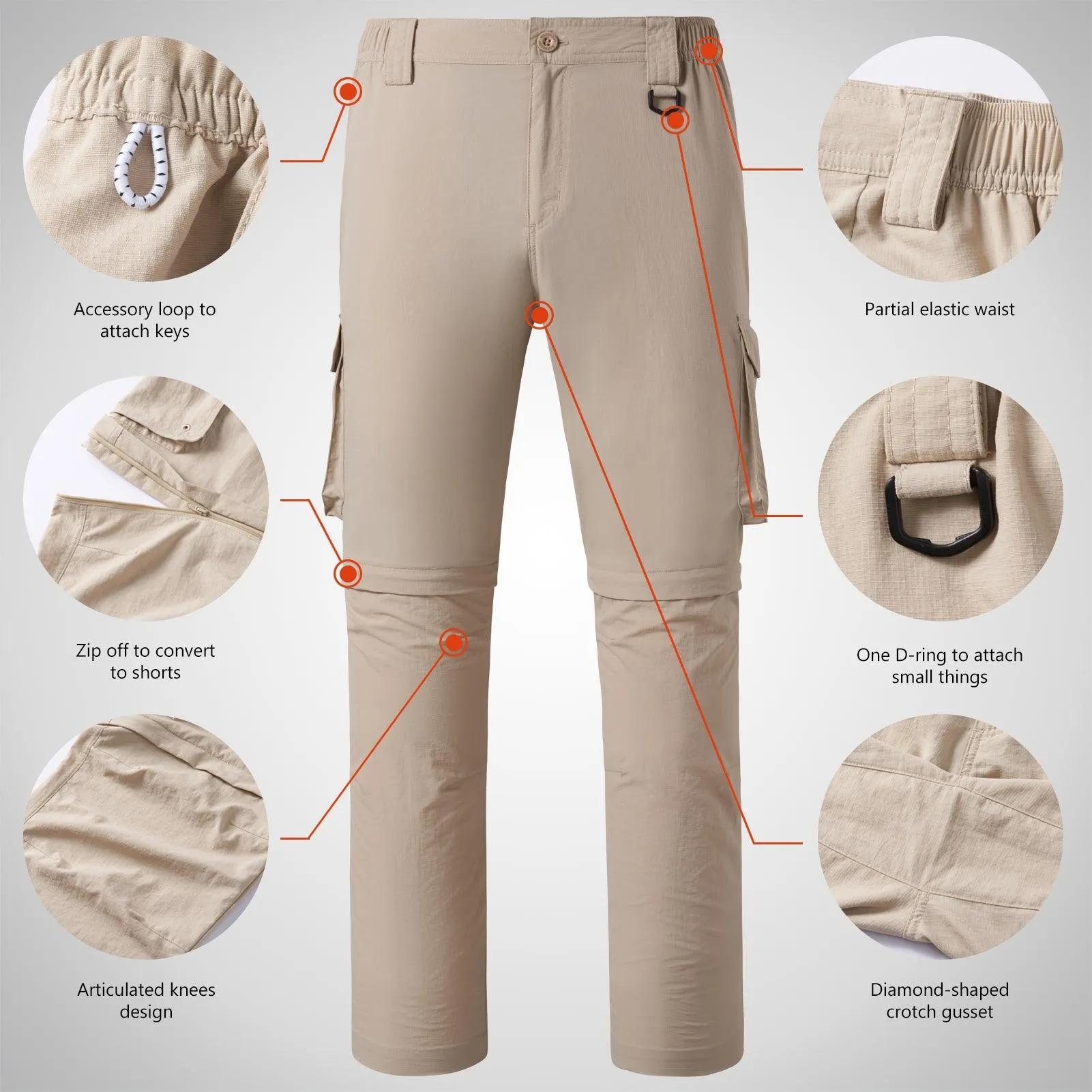 Men’s UPF 50  Quick Dry Convertible Pants FP02M