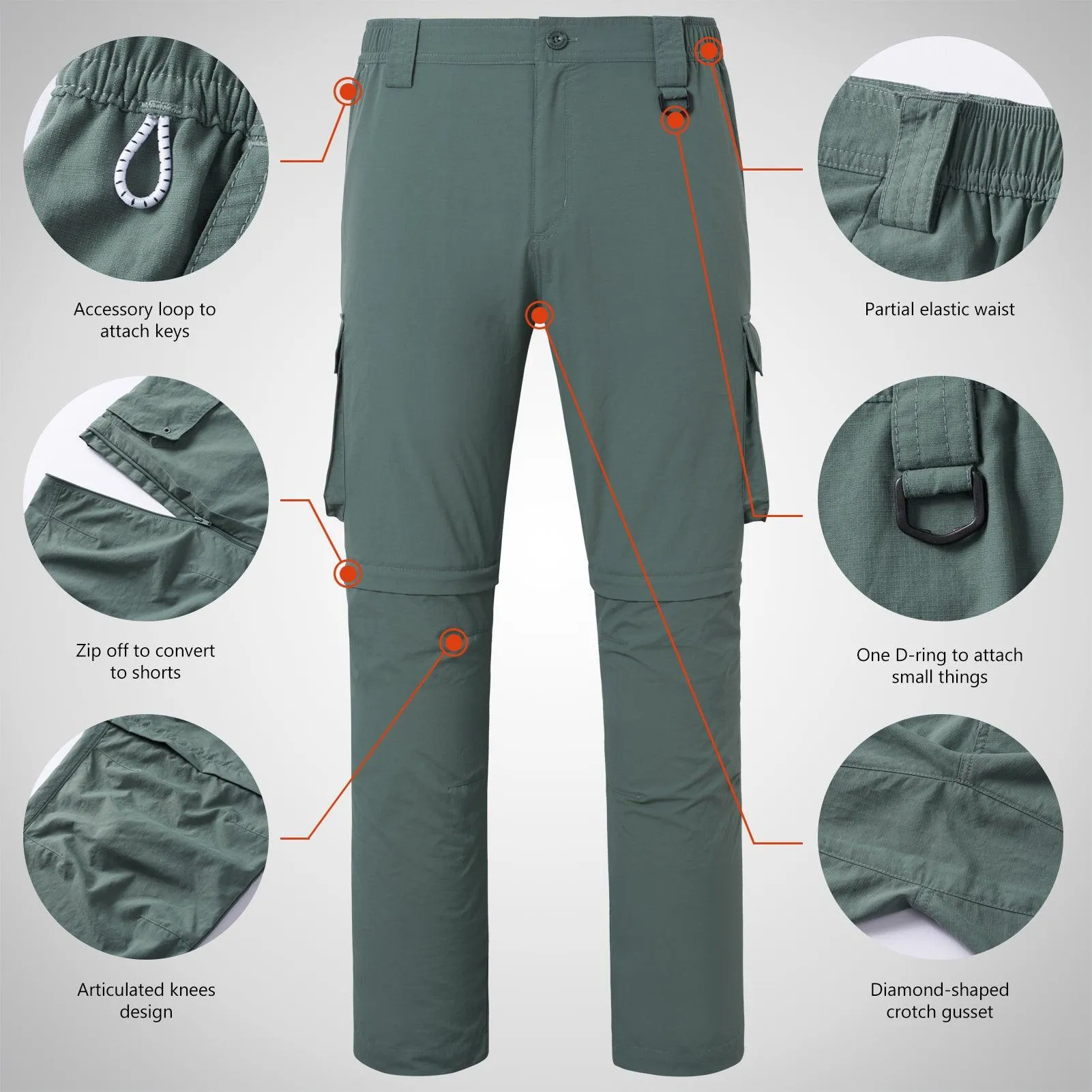 Men’s UPF 50  Quick Dry Convertible Pants FP02M