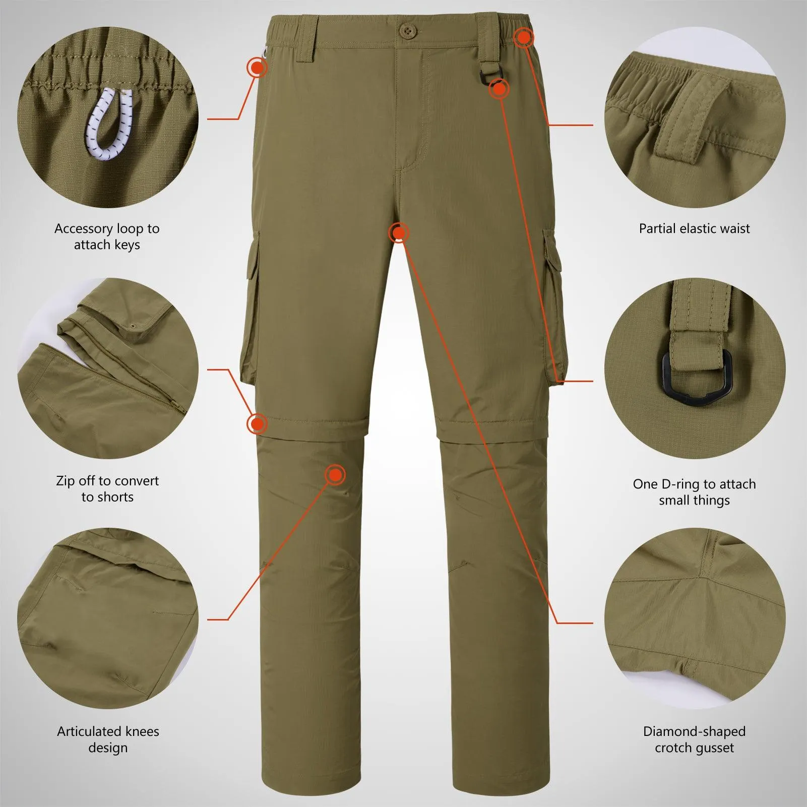 Men’s UPF 50  Quick Dry Convertible Pants FP02M