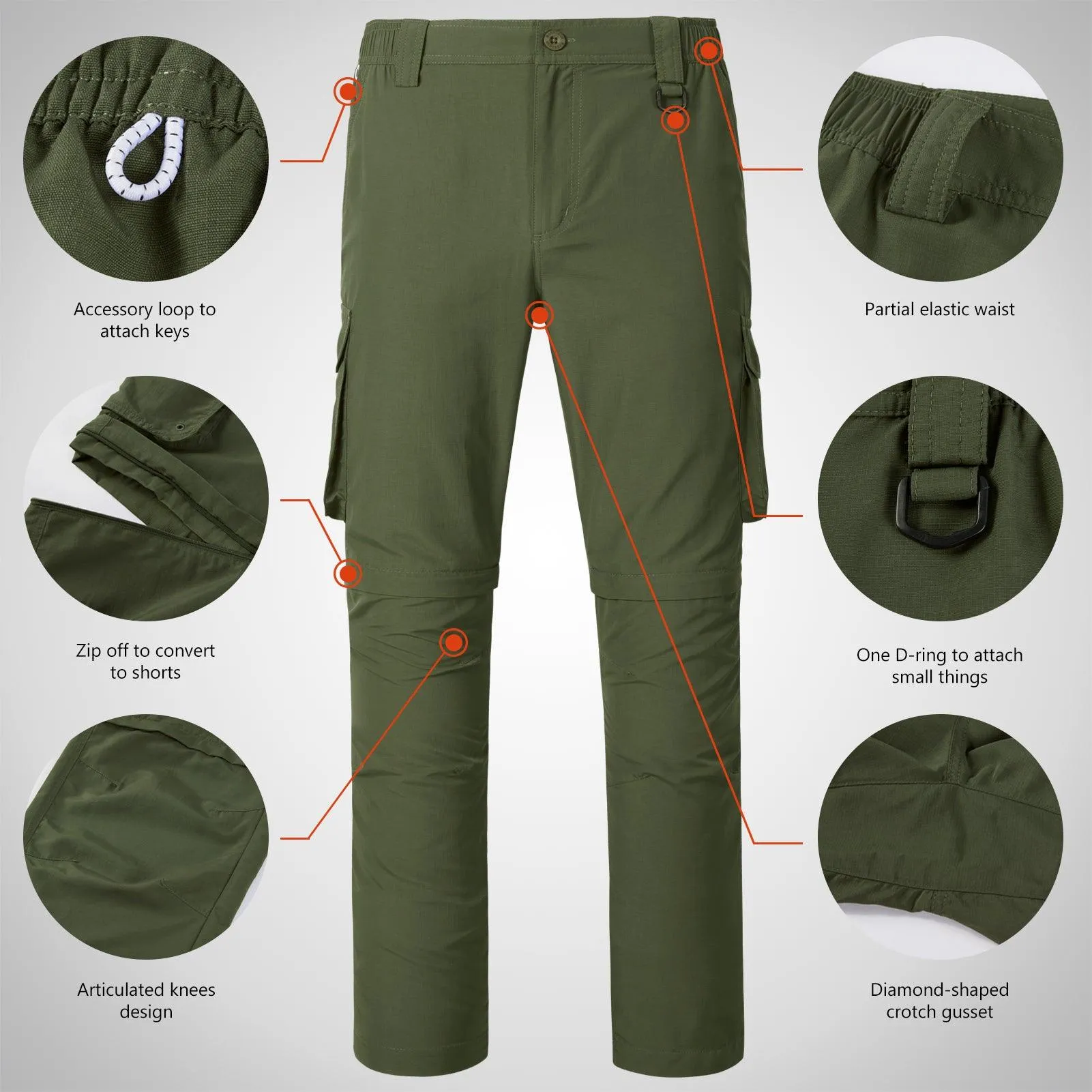 Men’s UPF 50  Quick Dry Convertible Pants FP02M