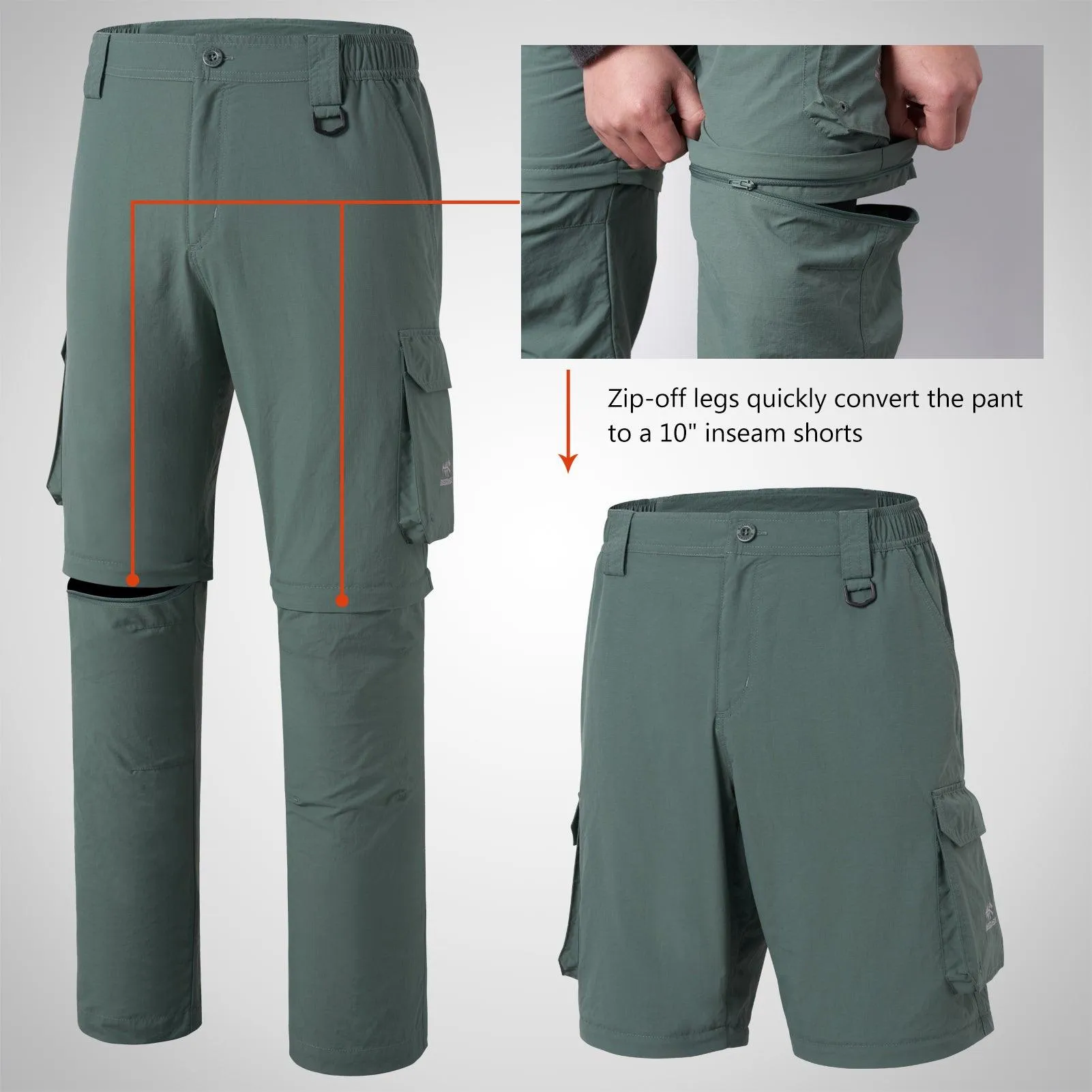 Men’s UPF 50  Quick Dry Convertible Pants FP02M