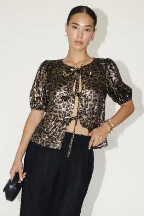 METALLIC LEOPARD TOP